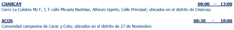 Sectores afectados por corte de luz.