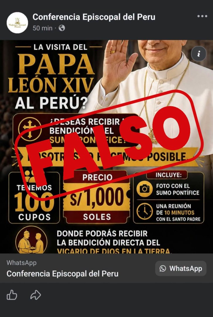 Denuncian estafas en redes para acceder a conocer al papa Le�n XIV