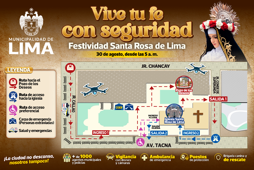 Conoce las v�as que ser�n cerradas este domingo por Santa Rosa de Lima