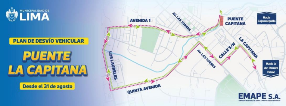 Rutas alternativas brindadas por la Municipalidad de Lima y Emape (Captura)