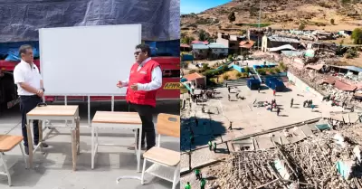 Ministerio de educaci�n env�a 20 domos de aulas prefabricadas a Chupaca, Jun�n.