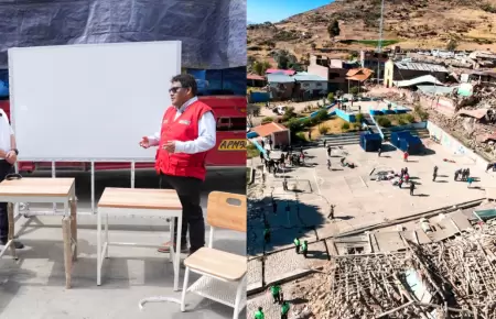 Ministerio de educaci�n env�a 20 domos de aulas prefabricadas a Chupaca, Jun�n.