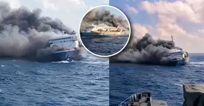 Ferry incendiado dej� 5 muertos.