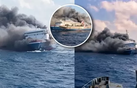 Ferry incendiado dej� 5 muertos.