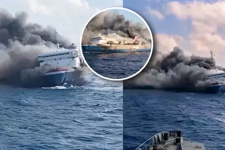 Ferry incendiado dej� 5 muertos.