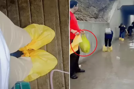 Peruano es viral tras vender bolsas para el calzado por lluvia en Lima