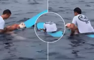 Surfista conmueve las redes sociales tras emotiva despedida de su perro en el mar