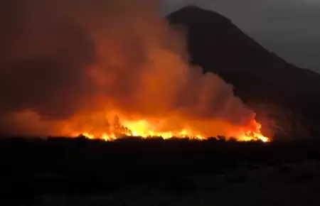 Fuerte incendio forestal en el distrito de Coayllo en Ca�ete