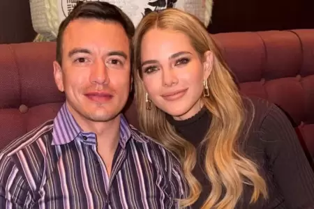 El presidente Daniel Noboa junto a su esposa, Lavinia Valbonesi