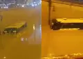 VMT: Bus de transporte p�blico qued� atrapado en el bypass del �valo Nueva Esperanza tras fuertes lluvias en Lima