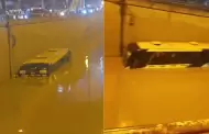 VMT: Bus de transporte público quedó atrapado en el bypass del óvalo Nueva Esperanza tras fuertes lluvias en Lima