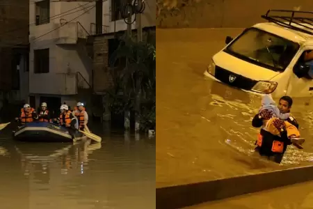 Personal de la Polici�a rescata a personas de inundaciones en VES y VMT