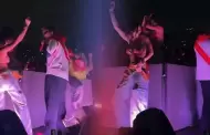 Korina Rivadeneira se acerca a bailar con vocalista de Rawayana, pero él la ignora en pleno concierto
