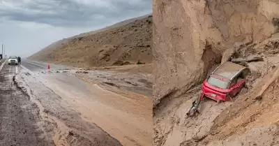 Intensas lluvias provocan huaico en carretera Costanera en Tacna