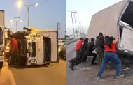 Accidente de tránsito bloqueó dos carriles de la Panamericana Sur: personas ayudaron para levantar la unidad