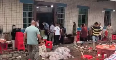 Derrumbe de muro en una vivienda de China.