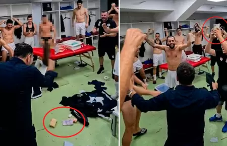 Presidente de club de f�tbol lanz� fajos de billetes a sus jugadores.