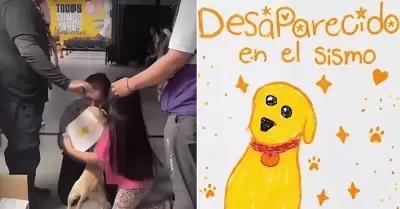 Ni�a se reencontr� con su perrito desaparecido tras el terremoto en Colombia