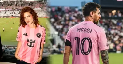La artista cant� frente a Messi.