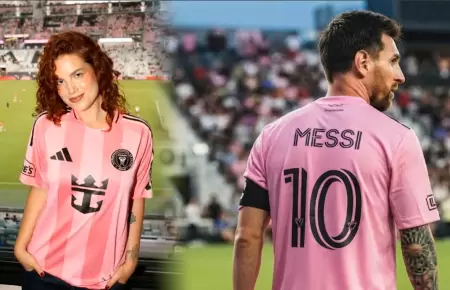 La artista cant� frente a Messi.