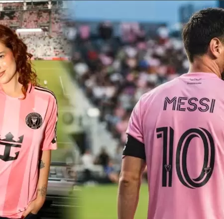 La artista cant� frente a Messi.
