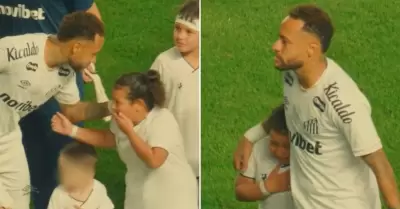 Neymar y su reacci�n tras ver a ni�a llorando