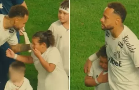 Neymar y su reacci�n tras ver a ni�a llorando