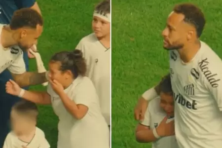 Neymar y su reacci�n tras ver a ni�a llorando
