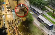 Colectiveros bloquean la Av. Arequipa en protesta contra el carril bidireccional del Corredor Azul