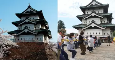 El castillo de m�s de 200 a�os fue movido por cientos de personas.
