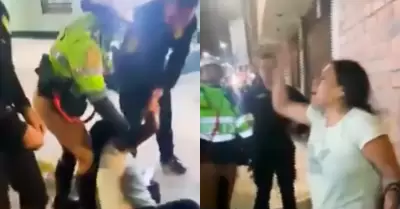 Mujer lanz� improperios contra los efectivos policiales.