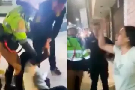 Mujer lanz� improperios contra los efectivos policiales.