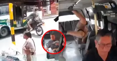 Motociclista cay� a los asientos del transporte p�blico y se salv�.