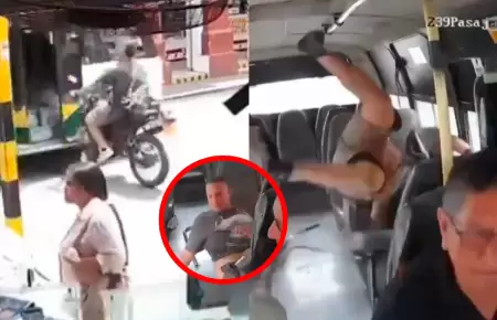 Motociclista cay� a los asientos del transporte p�blico y se salv�.