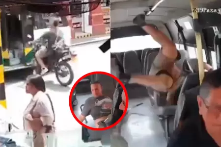 Motociclista cay� a los asientos del transporte p�blico y se salv�.