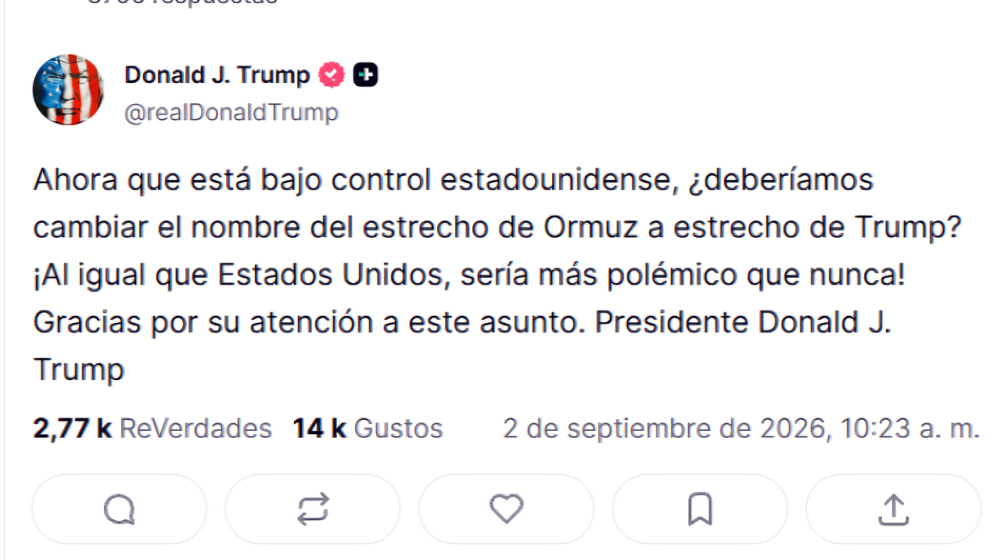 Publicaci�n de Donald Trump en su cuenta de Truth Social
