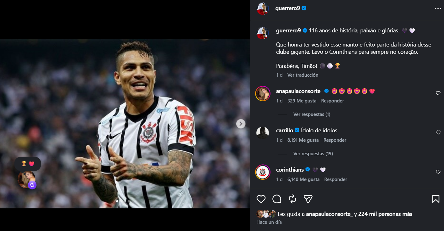 Ana Paula le da likes a Paolo Guerrero