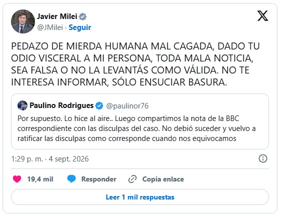 Tweet de Milei