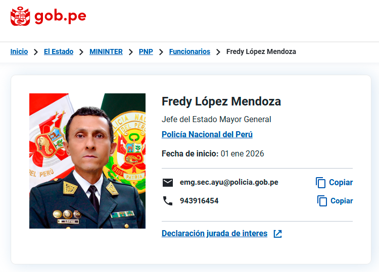 L�pez Mendoza, Jefe de Estado Mayor General.