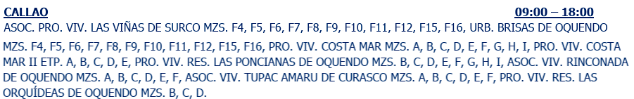 Otras áraeas afectadas por el corte de luz.