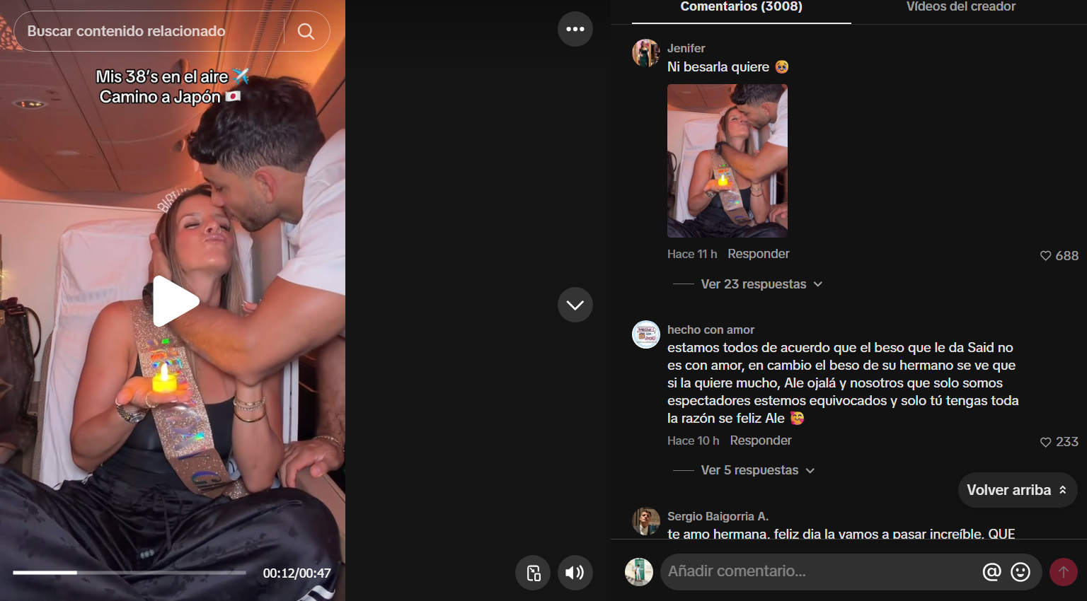Said Palao no quiere besar a Alejandra Baigorria