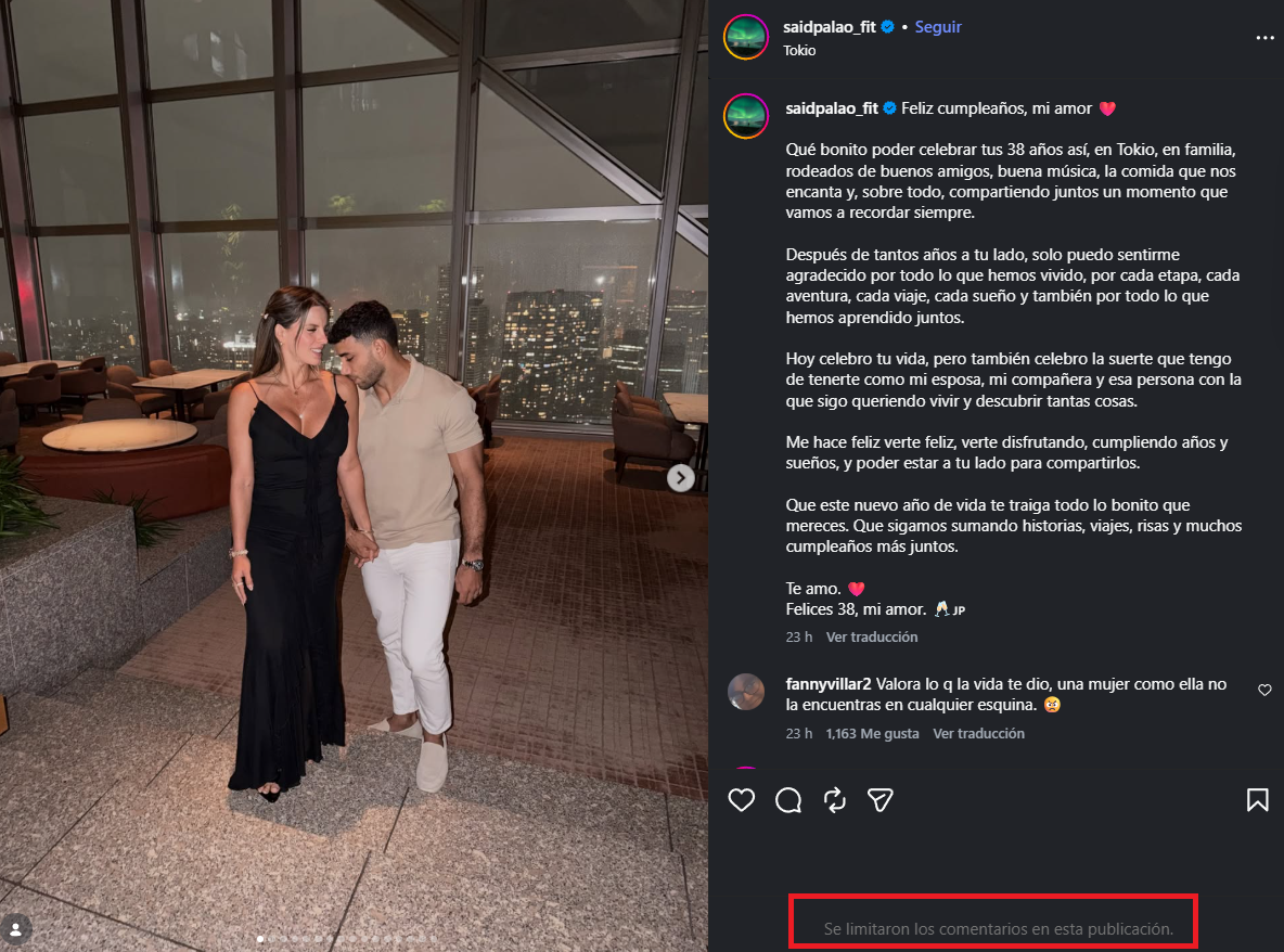 Said Palao limita comentarios de sus redes