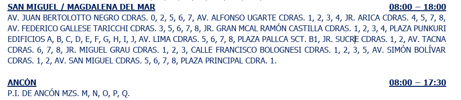 Sin electricidad el 11 de septiembre.