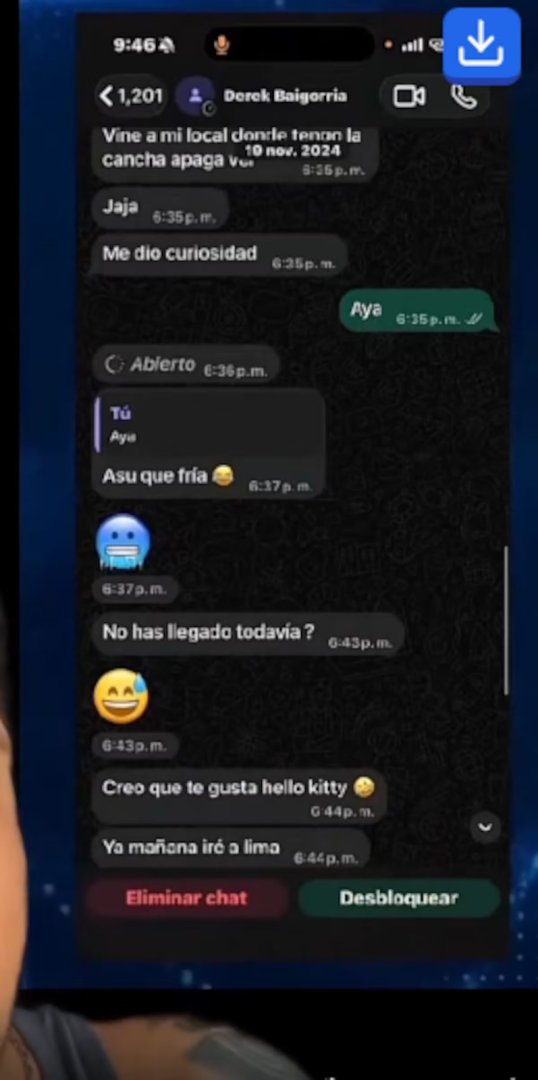 Chats de Pamela López y Derek Baigorria