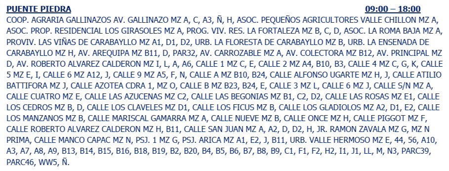 Zonas sin luz.