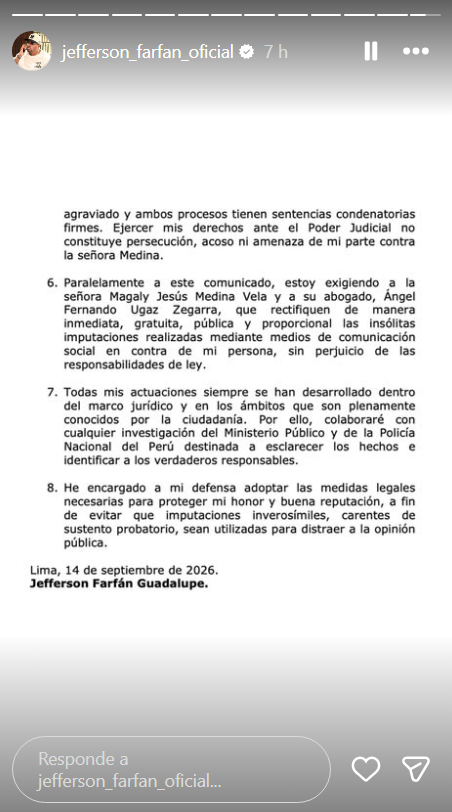 Comunicado de Jefferson Farf�n