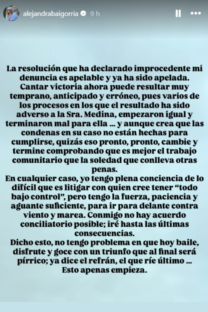Comunicado de Alejandra Baigorria tras perder contra Magaly Medina