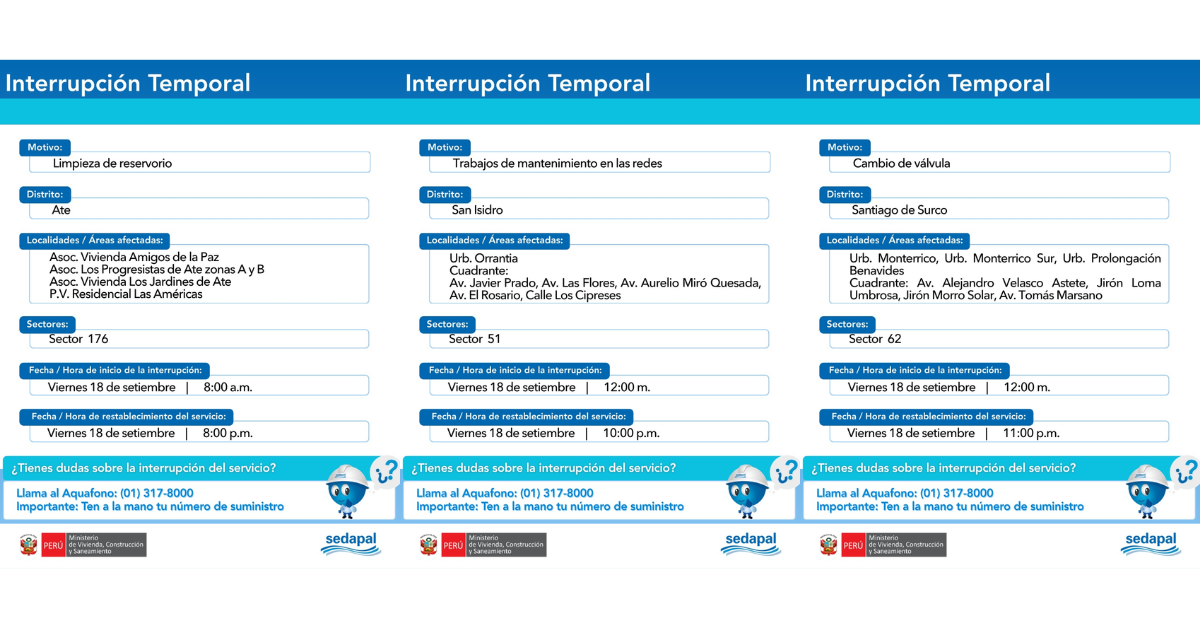 Corte de agua viernes 18