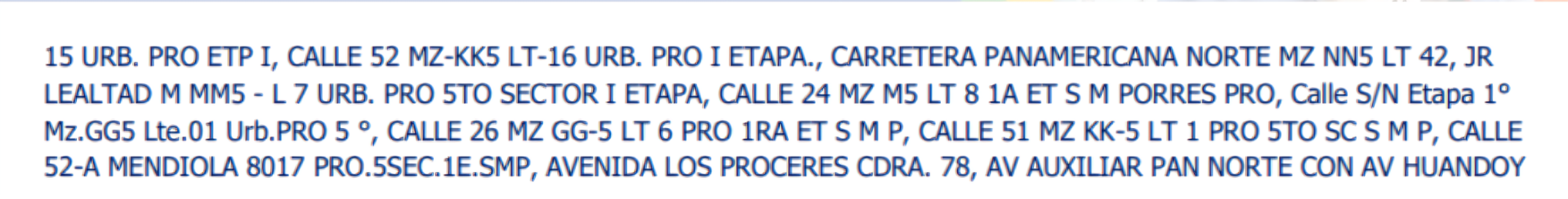 Zonas afectadas en Los Olivos
