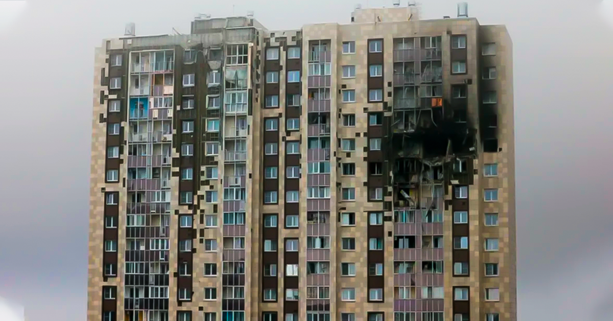 Edificio atacado por Ucrania.